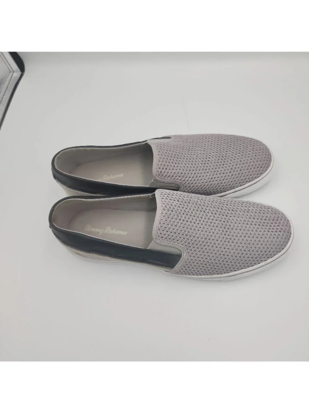 Tommy Bahama Beach Slip On Leather Deck Boat Shoes US Sz 10 D Mens Gray